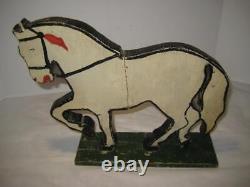 100 Year Old Antique Handmade Signed Dated Original Folk Art Wood Horse Carving