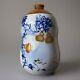 11.5 Old Chinese Blue White With Fruit Grasshopper Porcelain Bottle Vase Signed
