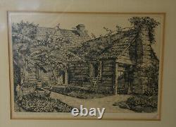 12 Original W. R. Locke Etching Old Schoolhouse St. Augustine Florida Print