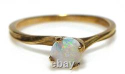 14k Yellow Gold Opal Solitaire Antique Old Estate Signed Estate Ring Size 5.75