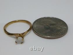14k Yellow Gold Opal Solitaire Antique Old Estate Signed Estate Ring Size 5.75