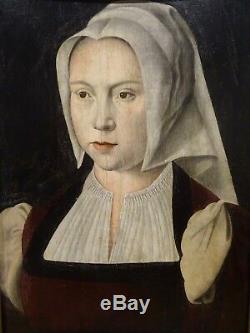 16th Century Flemish Antwerp Old Master Portrait Of A Lady Joos Van Cleve