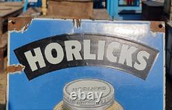 1900's Old Antique Vintage Rare Horlick's Porcelain Enamel Sign Board England
