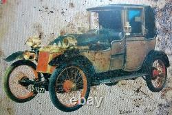1908 Antique Original Old Beautiful Model Car Tin Sign Board Collectible 3 Piece