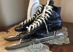 1920's Antique Black Leather CCM Ice Skates Old Hardware Store Primitive