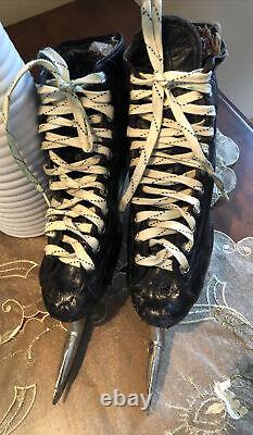 1920's Antique Black Leather CCM Ice Skates Old Hardware Store Primitive