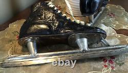 1920's Antique Black Leather CCM Ice Skates Old Hardware Store Primitive