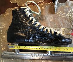 1920's Antique Black Leather CCM Ice Skates Old Hardware Store Primitive