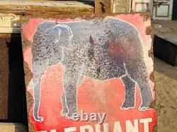 1920's Old Antique Vintage Rare ESSO Elephant Oil Ad Porcelain Enamel Sign Board