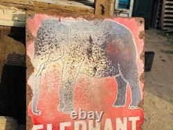 1920's Old Antique Vintage Rare ESSO Elephant Oil Ad Porcelain Enamel Sign Board