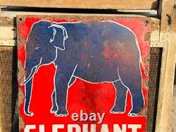 1920's Old Antique Vintage Rare ESSO Elephant Oil Ad Porcelain Enamel Sign Board
