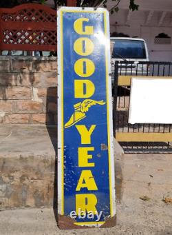 1920's Old Vintage Antique Rare Big Goodyear Tyres Porcelain Enamel Sign Board