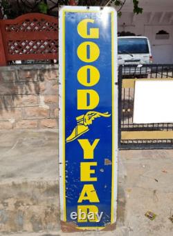 1920's Old Vintage Antique Rare Big Goodyear Tyres Porcelain Enamel Sign Board