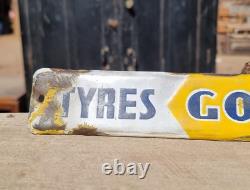 1920's Old Vintage Antique Rare Goodyear Tyres Tubes Porcelain Enamel Sign Board