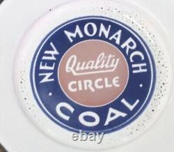1920s Antique OLD MONARCH COAL Enamelware Advertising Sign Porcelain Tip Tray
