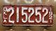 1921 Oklahoma Farm Tractor License Plate 215252 White On Red Embossed