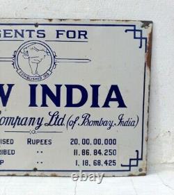 1930 Antique Old Rare New India Assurance Company Ad Porcelain Enamel Signboard