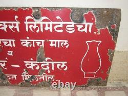 1930'C Antique Indian Prabhakar Brand lamp Old Porcelain Enamel Sign Board