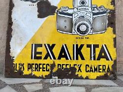 1930's Antique Old EXAKTA Ihagee Camera Ad Porcelain Enamel Sign Board Germany