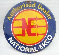 1930's Antique Old Rare National Ekco Radio Dealer Porcelain Enamel Sign Board