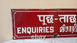 1930's Enquiries Antique Vintage Old Advt Tin Enamel Porcelain Sign Board G90