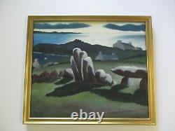 1930's Old American Painting Antique Vintage Regionalism Rare Landscape Wpa Era