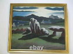 1930's Old American Painting Antique Vintage Regionalism Rare Landscape Wpa Era