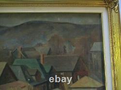 1930's Old American Painting Antique Vintage Regionalism Rare Landscape Wpa Era