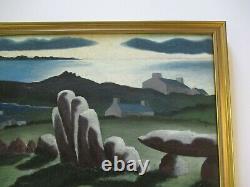 1930's Old American Painting Antique Vintage Regionalism Rare Landscape Wpa Era