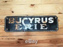 1930's Old Antique Porcelain Sign Bucyrus Erie Mining Railroad Crane Equipment