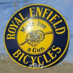 1930's Old Antique Rare Royal Enfield Bicycels Porcelain Enamel Sign Collectible
