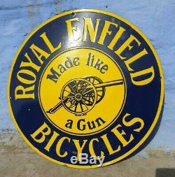 1930's Old Antique Rare Royal Enfield Bicycels Porcelain Enamel Sign Collectible