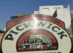 1930's Old Antique Vintage Pickwick Greyhound Lines Porcelain Enamel Sign Board
