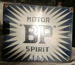 1930's Old Antique Vintage Rare BP Spirit Motor Oil Porcelain Enamel Sign Board