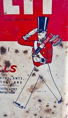 1930's Old Antique Vintage Rare ESSO FLIT Oil Litho Tin Gallon Can Sign Board