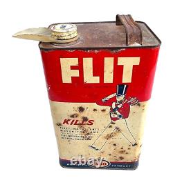 1930's Old Antique Vintage Rare ESSO FLIT Oil Litho Tin Gallon Can Sign Board