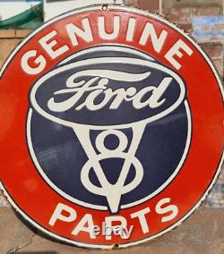 1930's Old Antique Vintage Rare Genuine Ford Parts Porcelain Enamel Sign Board