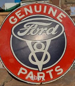 1930's Old Antique Vintage Rare Genuine Ford Parts Porcelain Enamel Sign Board