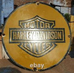 1930's Old Antique Vintage Rare Harley Davidson Porcelain Enamel Sign Board