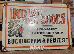 1930's Old Antique Vintage Rare Indian Tan Shoes Adv Porcelain Enamel Sign Board