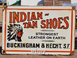 1930's Old Antique Vintage Rare Indian Tan Shoes Adv Porcelain Enamel Sign Board