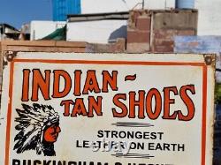 1930's Old Antique Vintage Rare Indian Tan Shoes Adv Porcelain Enamel Sign Board