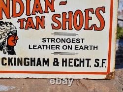 1930's Old Antique Vintage Rare Indian Tan Shoes Adv Porcelain Enamel Sign Board