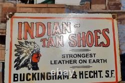 1930's Old Antique Vintage Rare Indian Tan Shoes Adv Porcelain Enamel Sign Board