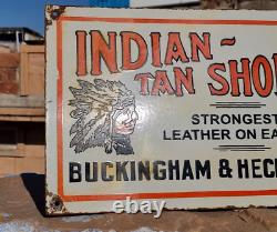 1930's Old Antique Vintage Rare Indian Tan Shoes Adv Porcelain Enamel Sign Board