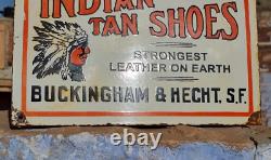 1930's Old Antique Vintage Rare Indian Tan Shoes Adv Porcelain Enamel Sign Board
