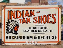 1930's Old Antique Vintage Rare Indian Tan Shoes Adv Porcelain Enamel Sign Board