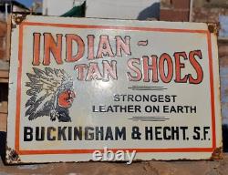 1930's Old Antique Vintage Rare Indian Tan Shoes Adv Porcelain Enamel Sign Board