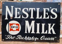 1930's Old Antique Vintage Rare Nestle Milk Embossed Porcelain Enamel Sign Board