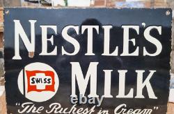 1930's Old Antique Vintage Rare Nestle Milk Embossed Porcelain Enamel Sign Board